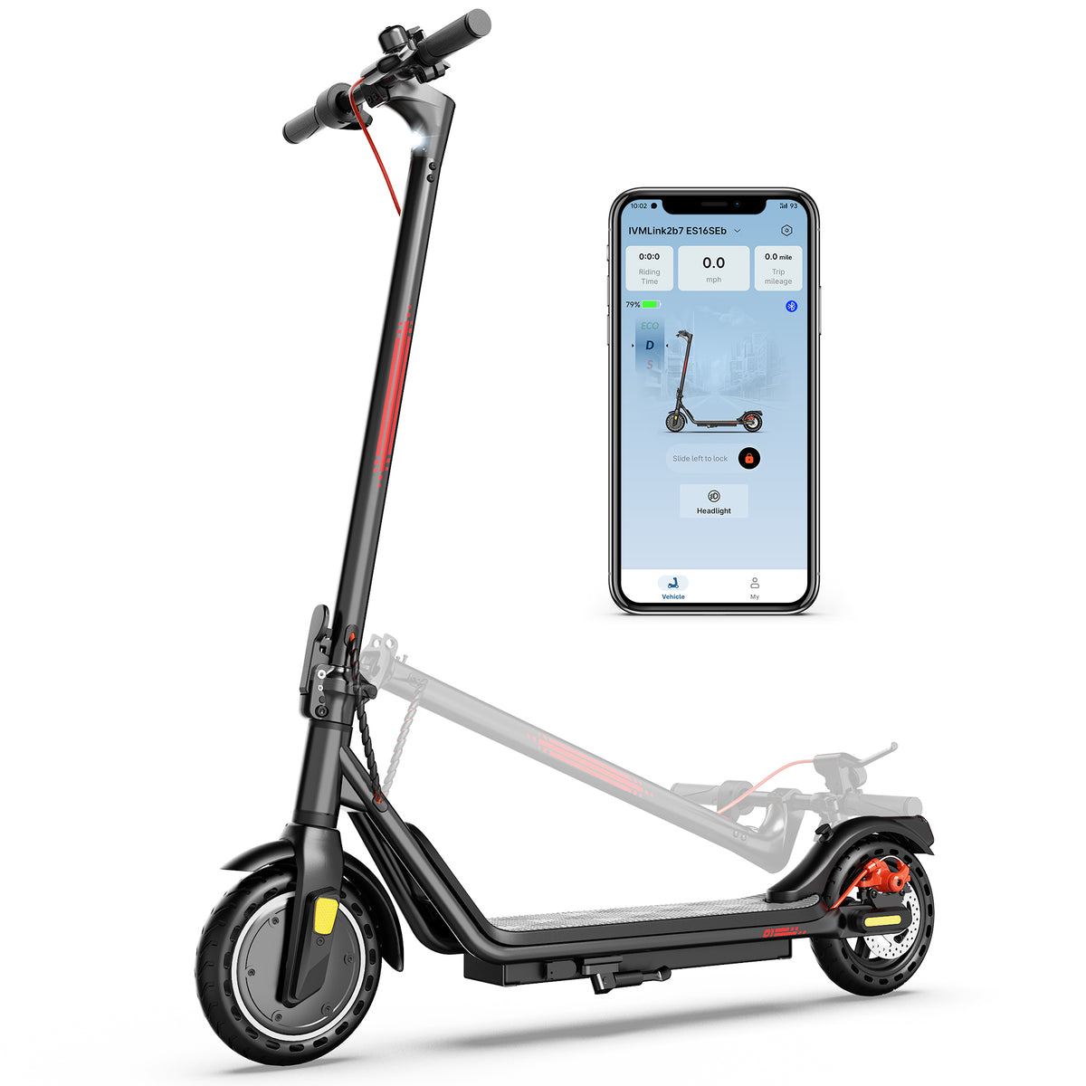 MAGIFOCUS MS16 Electric Scooter for Adults, 350W Motor, 8.5" Solid Tires, Foldable Commuter E Scooter with App Control, Dual Brakes, Rear Suspension, Up to 20Miles Range & 18Mph, UL 2272