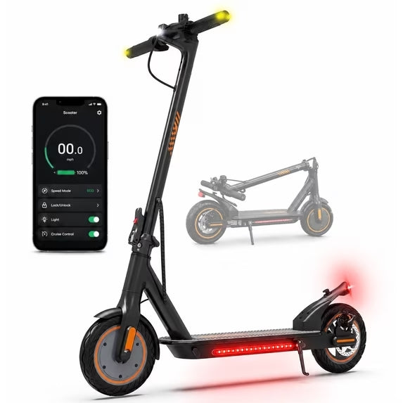 MAGIFOCUS B01 350W 10" Tires Electric Scooter with Turn Signals, 36V 9Ah, Up to 19mph & 22Miles, Foldable Commuting E-Scooter for Adults with Side Light & APP, UL 2272