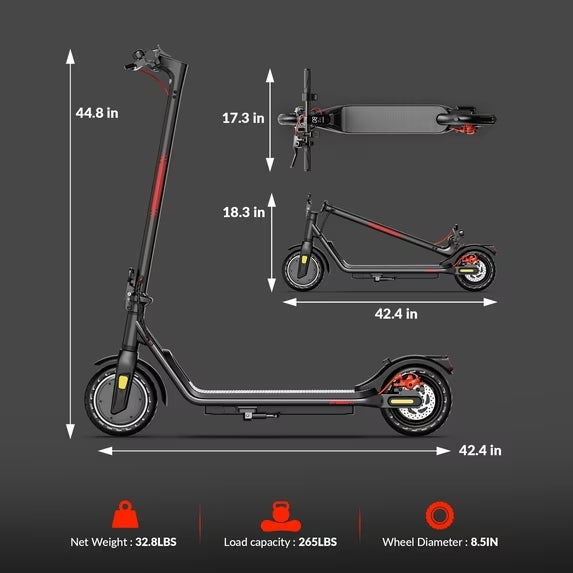 MAGIFOCUS MS16 Electric Scooter for Adults, 350W Motor, 8.5" Solid Tires, Foldable Commuter E Scooter with App Control, Dual Brakes, Rear Suspension, Up to 20Miles Range & 18Mph, UL 2272