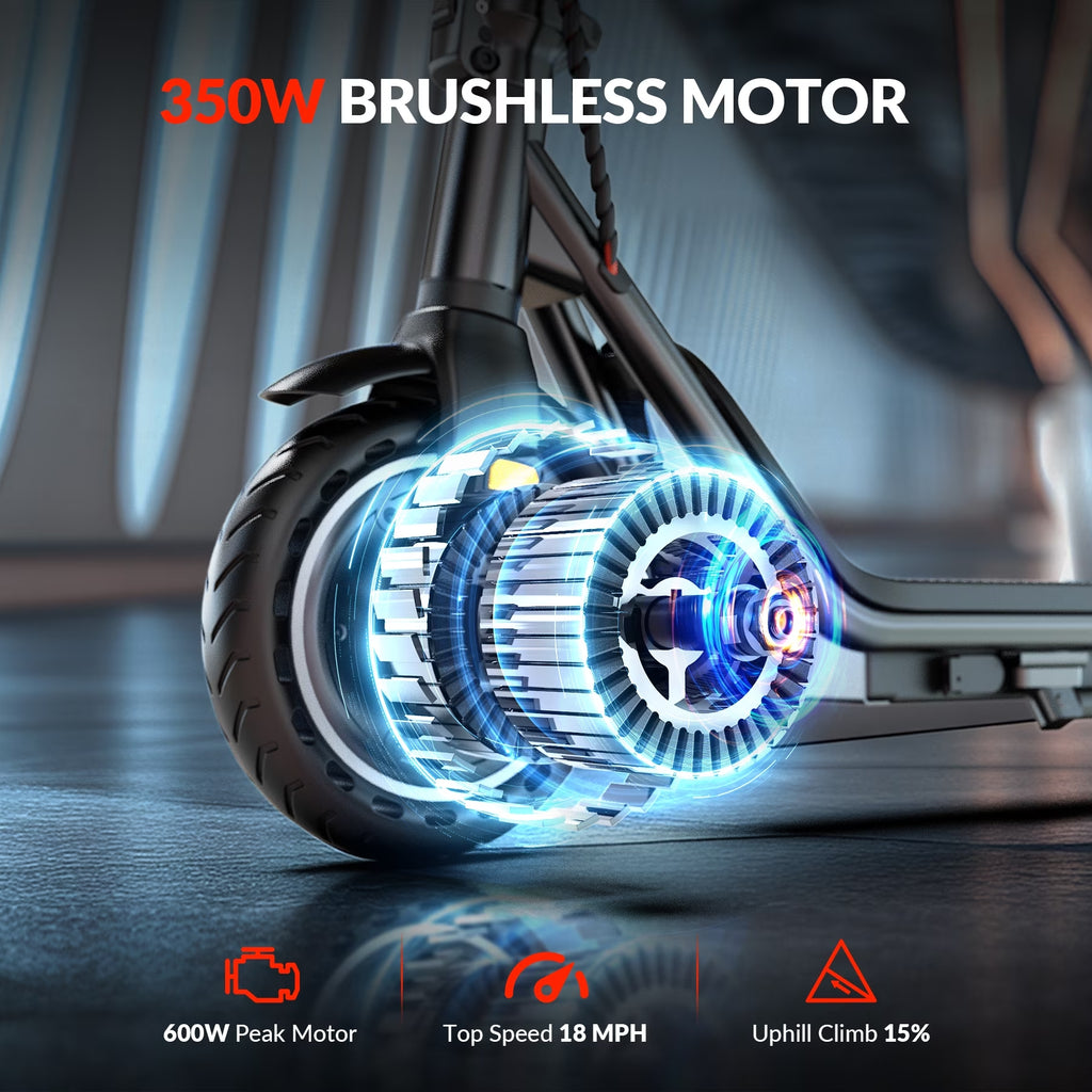MAGIFOCUS MS16 Electric Scooter for Adults, 350W Motor, 8.5" Solid Tires, Foldable Commuter E Scooter with App Control, Dual Brakes, Rear Suspension, Up to 20Miles Range & 18Mph, UL 2272